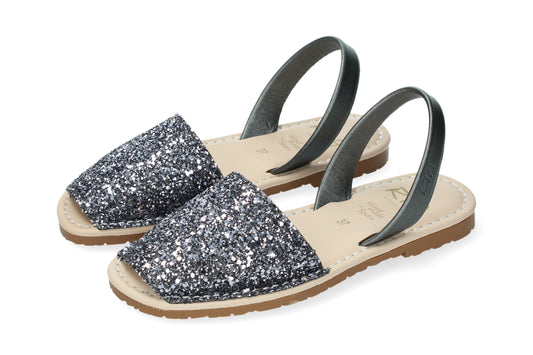 WOMANS CUSHIONED ABARCAS GLITTER LEAD