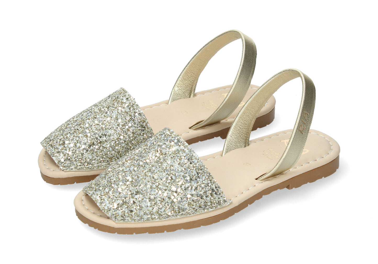 WOMANS CUSHIONED ABARCAS GLITTER SILVER GOLD