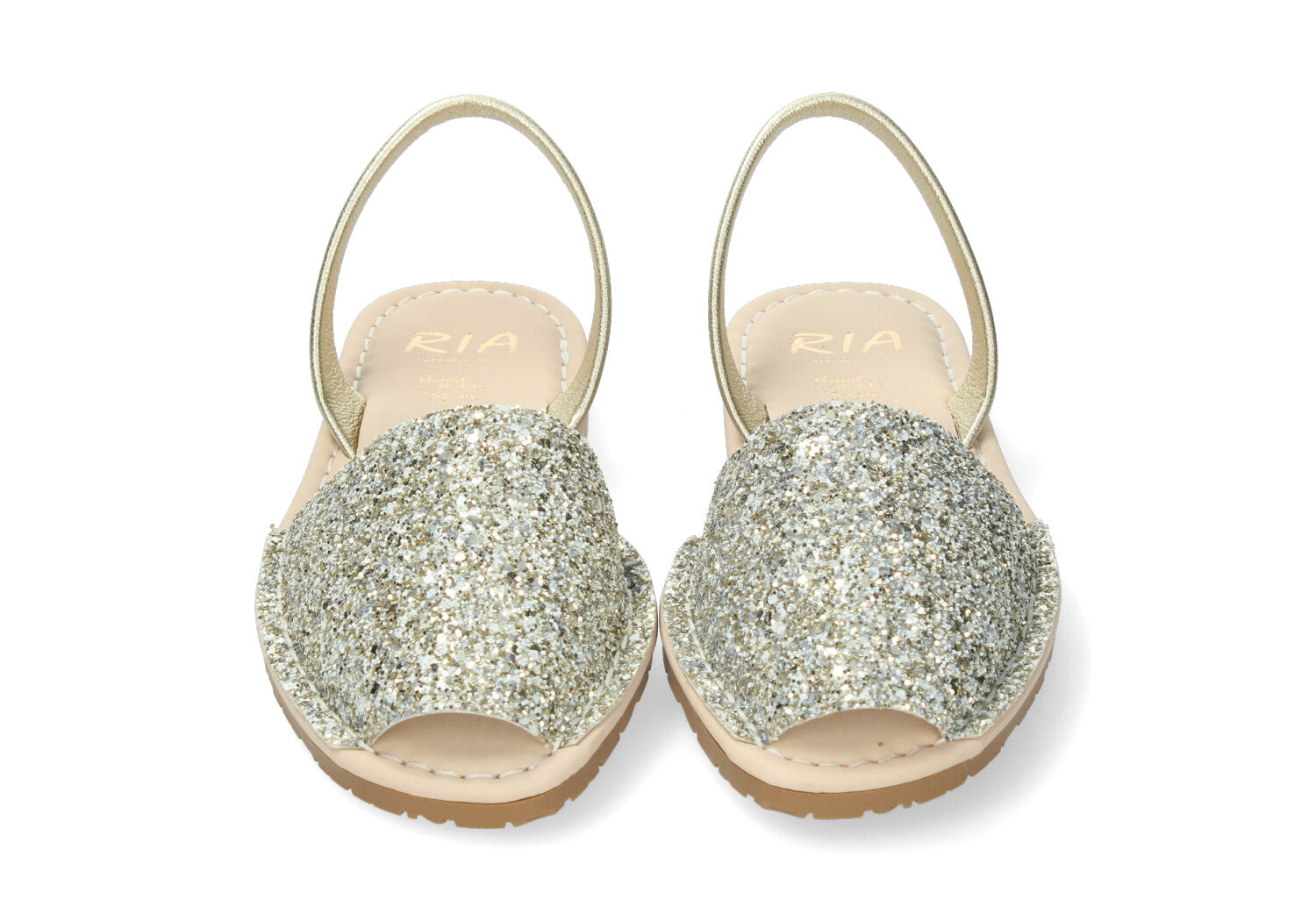 WOMANS CUSHIONED ABARCAS GLITTER SILVER GOLD