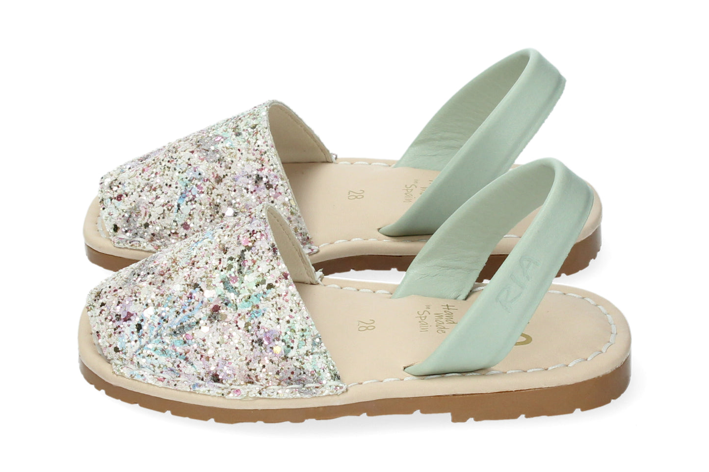 WOMANS CUSHIONED ABARCAS GLITTER FESTIVAL GREEN