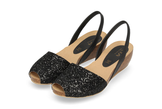 CLASSIC WEDGE ABARCAS GLITTER BLACK