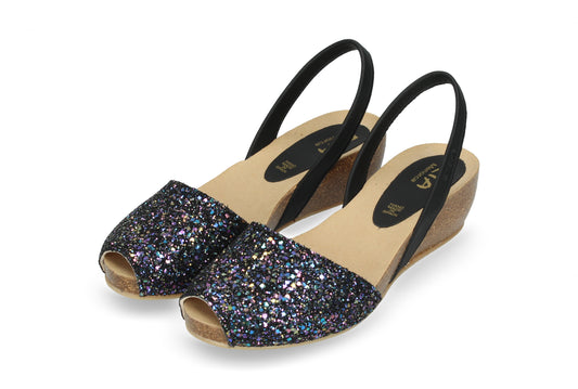 CLASSIC WEDGE ABARCAS GLITTER MULTI BLACK