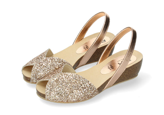 WEDGE ABARCAS SINGAPUR GLITTER PEACH