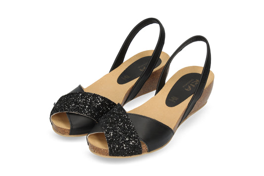 CRUZ WEDGE ABARCAS GLITTER BLACK