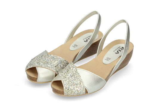 CRUZ WEDGE ABARCAS GLITTER SILVER-GOLD