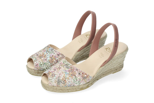 WOMENS ESPADRILLE GLITTER FESTIVAL ABARCAS BROWN